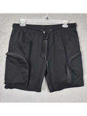 Decibel Mens Black Cargo Shorts Drawstring Waist & Zipper Pockets size XXL NWT's